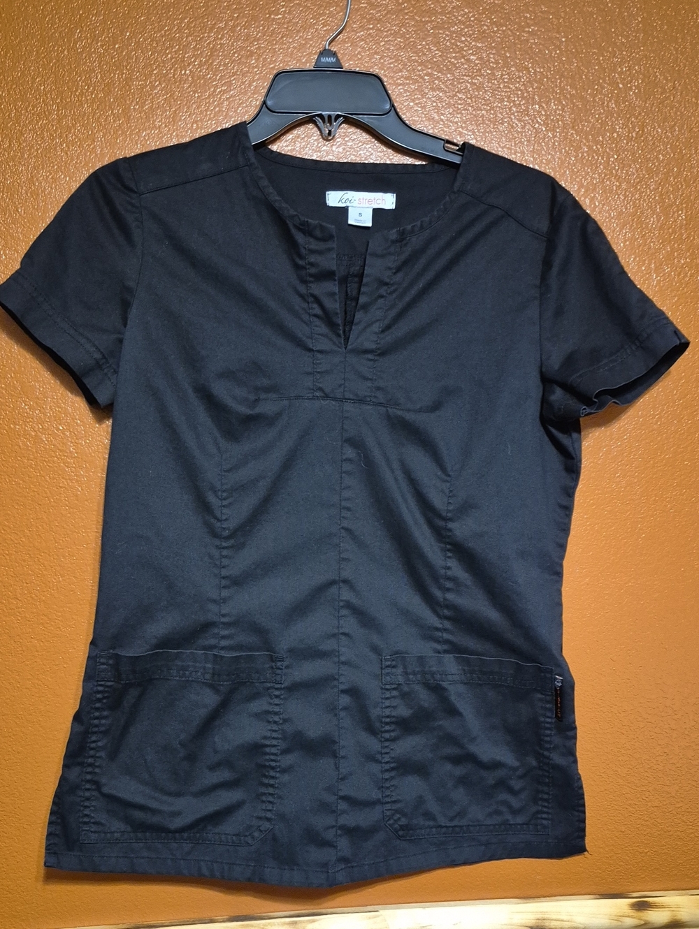 koi Women's Black Notch-Neck Scrub Top